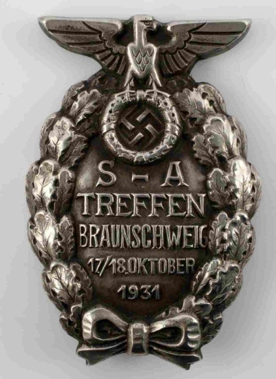 WWII GERMAN REICH NSDAP SA TREFFEN BADGE NAMED