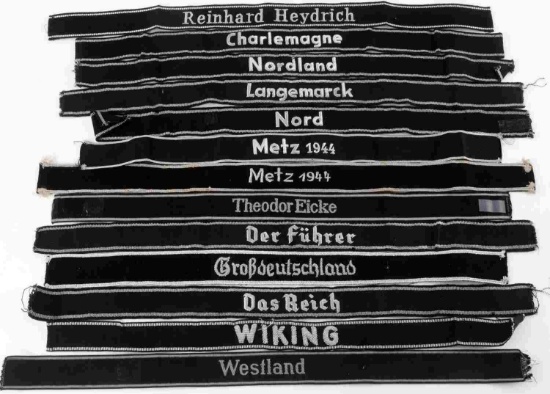WWII GERMAN THIRD REICH LOT OF 13 CUFF TITLES SS