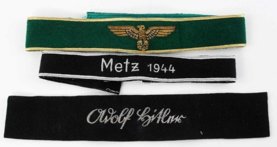 WWII GERMAN THIRD REICH LOT OF 3 CUFF TITLES