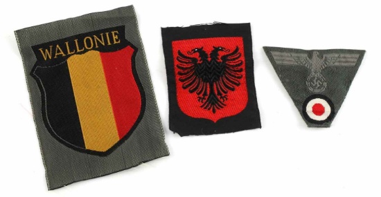 WWII GERMAN CLOTH INSIGNIA LOT OF 3 WALLONIE