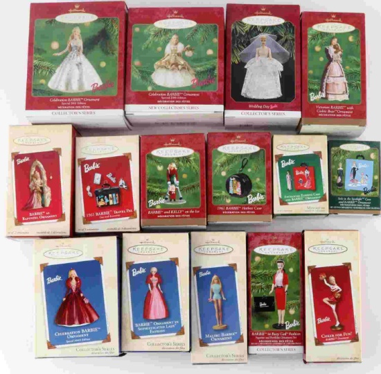 15 VINTAGE HALLMARK BARBIE CHRISTMAS ORNAMENTS