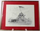 SIGNED LIMITED ED. IWO JIMA MEMORIAL PRINT FRAMED