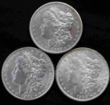 3 MORGAN SILVER DOLLAR AU TO MINT STATE COINS