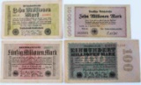 WWI GERMAN HYPER INFLATION BANKNOTE LOT OF 4 1923