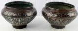 LOT OF 2 VINTAGE EGYPTIAN REVIVAL BRONZE BOWLS