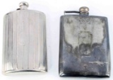 LOT OF 2 VINTAGE FLASKS WITH ATTACHED LIDS