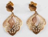 TWO TONE YELLOW AND ROSE GOLD CHANDELIERE EARRINGS