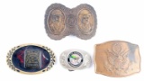 4 VINTAGE BELT BUCKLE LOT FUR RENDEZVOUS PINKERTON