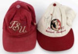 2 BOBBY BOWDEN CHRIS WEINKE SIGNED BALL CAPS