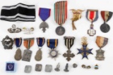 LOT OF 25 MILITARY MEDALS PINS AND BADGES RIBBONS