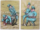 2 WWII GERMAN REICH POLITICAL CARTOON OF HIMMLER