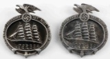 WWII GERMAN REICH TWO SEAFARING BADGE TINNIES