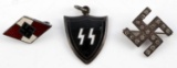 3 WWII GERMAN WAFFEN SS HJ SWASTIKA PIN LOT