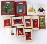 LOT OF 12 HALLMARK CHRISTMAS THEMED ORNAMENTS