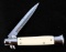 ITALIAN MADE AKC SWITCHBLADE KNIFE WHITE CELLULOID