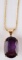 14 KT GOLD NECKLACE WITH 30CT AMETHYST PENDANT
