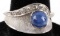 LADIES STAR SAPPHIRE DIAMOND 14K WHITE GOLD RING