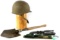 M1 HELMET WWII PACK SHOVEL V42 & M7S KNIFE