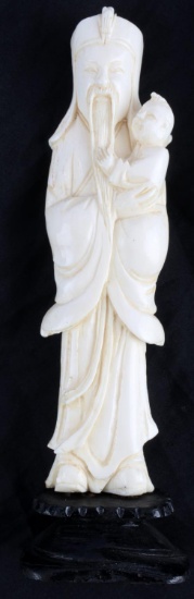 ANTIQUE CHINESE SCULPTED IVORY STATUETTE OF FU
