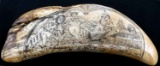 ANTIQUE WHALE TOOTH SCRIMSHAW WHALESHIP MINERVA