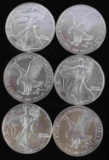 SIX 1 OZ AMERICAN EAGLE SILVER COINS  2021 TYPE 2