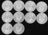 LOT OF 10 AMERICAN EAGLE SILVER DOLLAR 1 OZT COINS