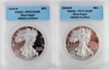 TWO 2015-W PR70 DCAM ANACS CERTIFIED SILVER EAGLE