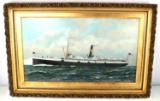 ANTONIO JACOBSEN STEAMSHIP MADISON OIL PAINTING