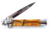 ITALIAN MADE AKC SWITCHBLADE KNIFE ORANGE SWIRL