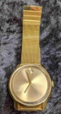 MOVADO BOLD MENS GOLD TONE MESH BRACELET WATCH