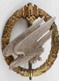 WWII GERMAN SILVER LOCKING PARATROOPER BADGE