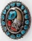 IHMSS TURQUOISE BROWN BEAR CLAW CORAL BELT BUCKLE