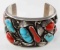 NAVAJO ROGER SKEET CORAL TURQUOISE SILVER CUFF