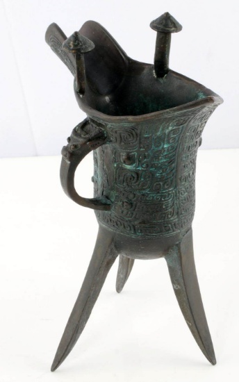 BRONZE CHINESE JUE CEREMONIAL VESSEL CUP