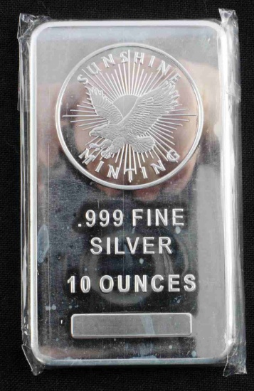 10 OZ TROY OUNCE BULLION BAR BY SUNSHINE MINTING