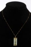 14K YELLOW GOLD JADE GOOD FORTUNE CHINESE NECKLACE