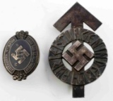 WWII GERMAN SS SUPPORTING MEMBER & HJ SPORTS BADGE