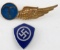 WWII ROYAL DUTCH HALF WING & GERMAN PARTY BADGE