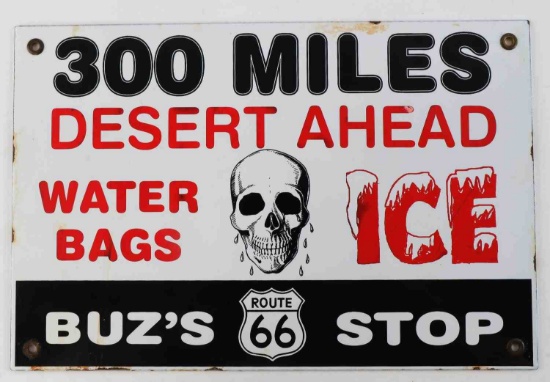VINTAGE ROUTE 66 BUZ STOP ADVERTISING SIGN