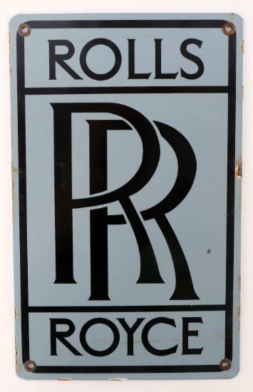 VINTAGE ROLLS ROYCE PORCELAIN ADVERTISING SIGN