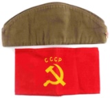 LOT OF SOVIET RUSSIAN ARMY OVERSEAS CAP & ARM BAND
