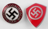 2 WWII GERMAN NSDAP MEMBERSHIP LAPEL BADGES