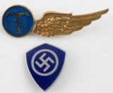 WWII ROYAL DUTCH HALF WING & GERMAN PARTY BADGE