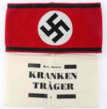 WWII GERMAN THIRD REICH KRANKEN TRAGER ARM BAND