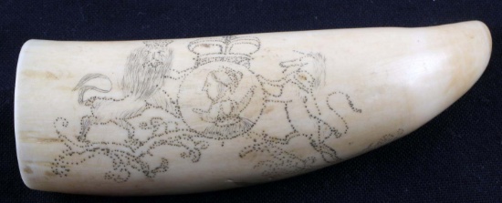 SCRIMSHAW WHALE TOOTH SOVEREIGN QUEEN VICTORIA