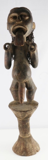 AFRICAN FERTILITY GOD CARVED WOOD STATUE