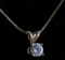 SOLITAIRE DIAMOND PENDANT W 14K BOX LINK NECKLACE