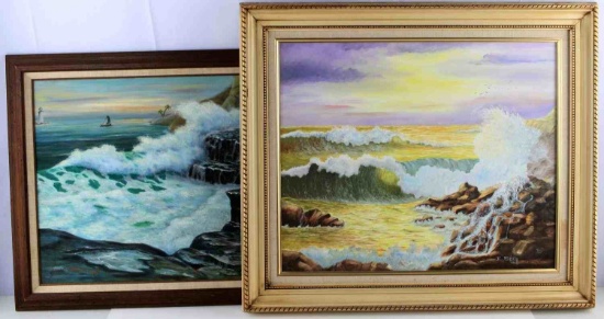 PAIR OF OIL SEASCAPES PAINTINGS SIGNED AND FRAMED