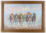 SIGNED IMPRESSIONIST DERBY OIL PAINTING FRAMED