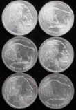 6 BUFFALO ROUNDS .999 FINE SILVER COINS